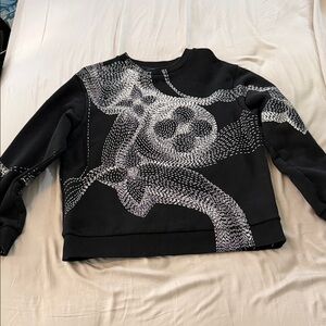 Louis Vuitton Black and White Patterned Crew Neck Sweater